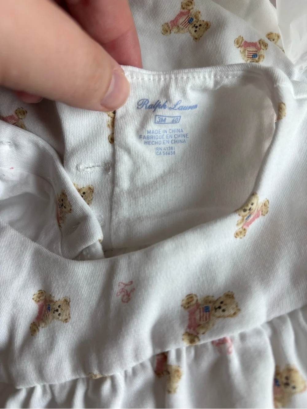 Ralph Lauren Baby Girl Bear Sleeveless Cotton Romper 3 Months 4th of July